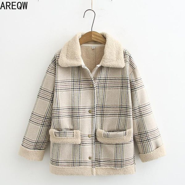 women's jackets 2021 women jacket winter autumn woolen coat woman casual plaid lambswool liner fashion turn-down collar korean, Black;brown
women's jackets 2021 women jacket winter autumn woolen coat woman casual plaid lambswool liner fashion turn-down collar korean, Black;brown