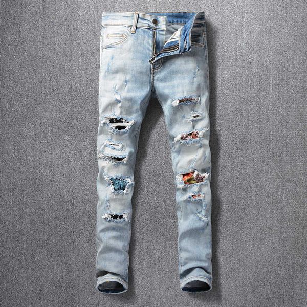 men's jeans fashion streetwear patchwork designer destroyed ripped for retro light blue elastic hip hop denim punk pants 77gq
men's jeans fashion streetwear patchwork designer destroyed ripped for retro light blue elastic hip hop denim punk pants 77gq