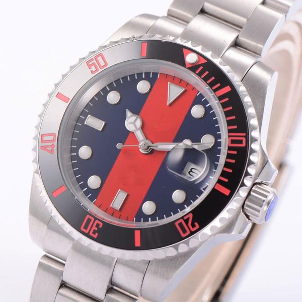 wristwatches 40mm blue red dial sapphire glass black ceramic bezel date case cover miyota 8215 automatic men's wristwatch, Slivery;brown
wristwatches 40mm blue red dial sapphire glass black ceramic bezel date case cover miyota 8215 automatic men's wristwatch, Slivery;brown