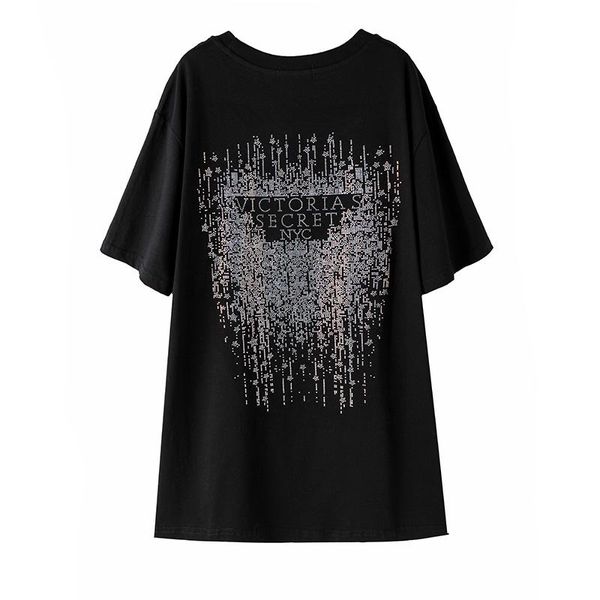women's t-shirt summer fashion cotton letters harajuku diamond was thin temperament o-neck loose large size tees, White
women's t-shirt summer fashion cotton letters harajuku diamond was thin temperament o-neck loose large size tees, White