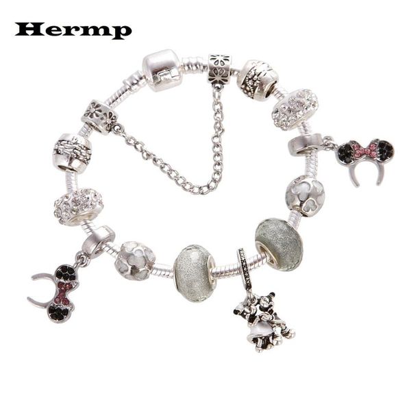 link, chain hermp charm lovely bracelets for kids crystal bead jewelry fit european women diy brand bracelet cartoon christrmas gift, Black
link, chain hermp charm lovely bracelets for kids crystal bead jewelry fit european women diy brand bracelet cartoon christrmas gift, Black