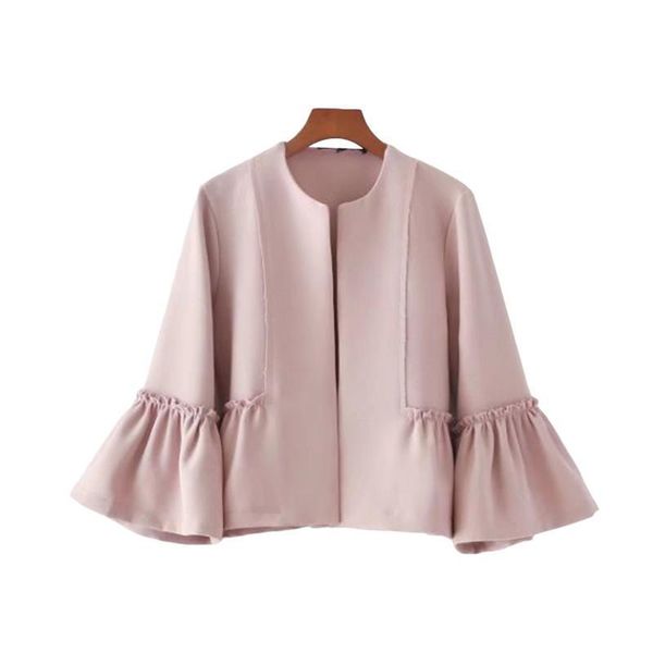 women's jackets women sweet ruffles jacket open stitch design flare sleeve coats solid ladies casual brand outerwear, Black;brown
women's jackets women sweet ruffles jacket open stitch design flare sleeve coats solid ladies casual brand outerwear, Black;brown