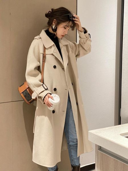 women's wool & blends double sided tweed zero cashmere coat autumn and winter long lace up knee length slim fit small high-end female, Black
women's wool & blends double sided tweed zero cashmere coat autumn and winter long lace up knee length slim fit small high-end female, Black