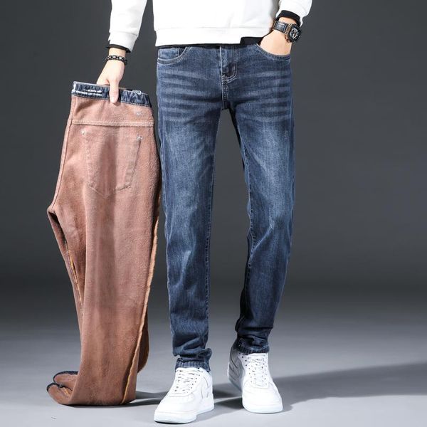 men's jeans warm men 2021 winter fleece slim straight blue black stretch plus velvet thicken denim pants regular male trousers
men's jeans warm men 2021 winter fleece slim straight blue black stretch plus velvet thicken denim pants regular male trousers