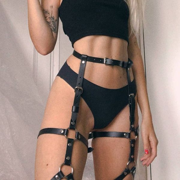 leather leg harness women garter belt stockings body bondage thigh straps belt suspenders garters harness lingerie, Black;white
leather leg harness women garter belt stockings body bondage thigh straps belt suspenders garters harness lingerie, Black;white