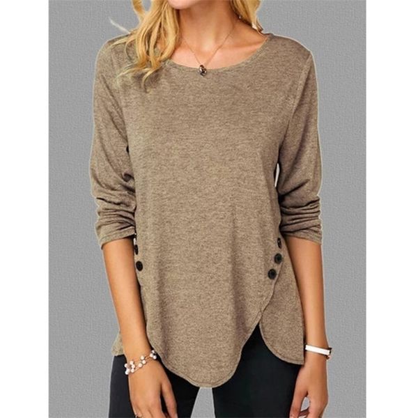 women casual long sleeve o neck button irregular t shirt spring vintage loose shirt plus size 3xl tee shirt oversized 210324, White
women casual long sleeve o neck button irregular t shirt spring vintage loose shirt plus size 3xl tee shirt oversized 210324, White