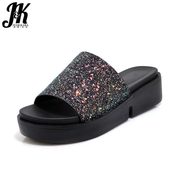 slippers jk big size 44 2021 summer sequined cloth women flat sole open toe mules platform footwear casual woman slides shoes, Black
slippers jk big size 44 2021 summer sequined cloth women flat sole open toe mules platform footwear casual woman slides shoes, Black
