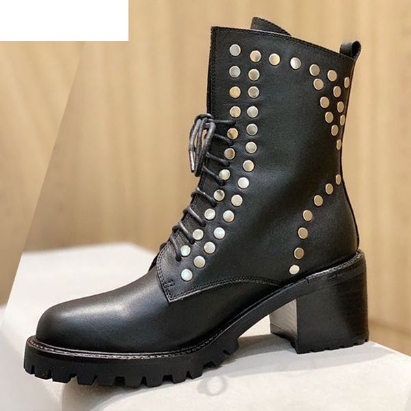 boots chunky high heel martin boots women thick sole real leather rivet lace up ankle botas handsome motorcycle short for ladies w, Black
boots chunky high heel martin boots women thick sole real leather rivet lace up ankle botas handsome motorcycle short for ladies w, Black