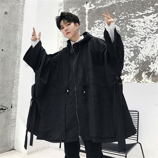 men's trench coats jacket in the spring and autumn personality oversize ultra-loose bat sleeve hooded windbreaker youth big yards thin, Tan;black
men's trench coats jacket in the spring and autumn personality oversize ultra-loose bat sleeve hooded windbreaker youth big yards thin, Tan;black