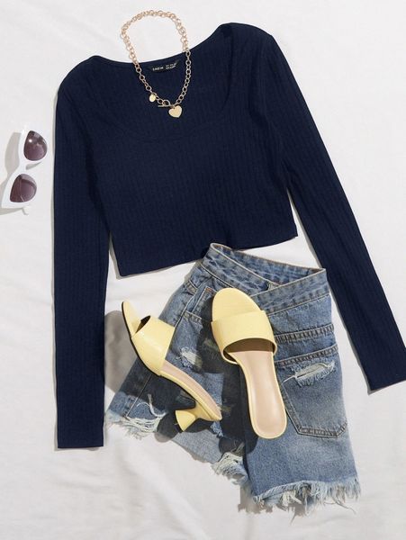 rib-knit solid crop tee l8im#, White 
rib-knit solid crop tee l8im#, White