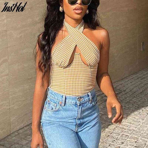 fashion plaid cross halter cut-out crop women backless cropped feminino summer streetwear 210514, White
fashion plaid cross halter cut-out crop women backless cropped feminino summer streetwear 210514, White