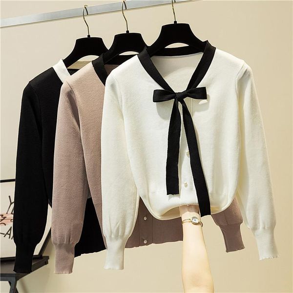spring autumn women v-neck bow solid color knitted sweater long-sleeve all-match pull femme women's sweaters, White;black
spring autumn women v-neck bow solid color knitted sweater long-sleeve all-match pull femme women's sweaters, White;black
