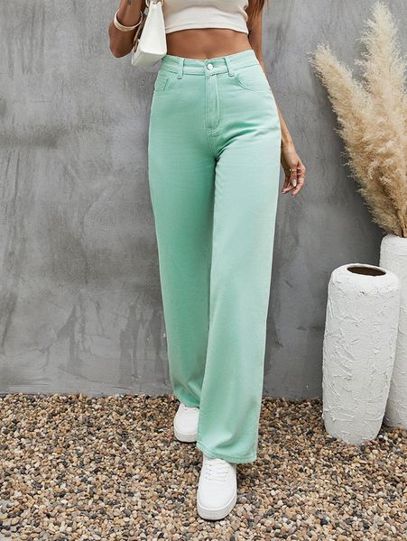 high waist straight leg jeans k8vh#, Blue