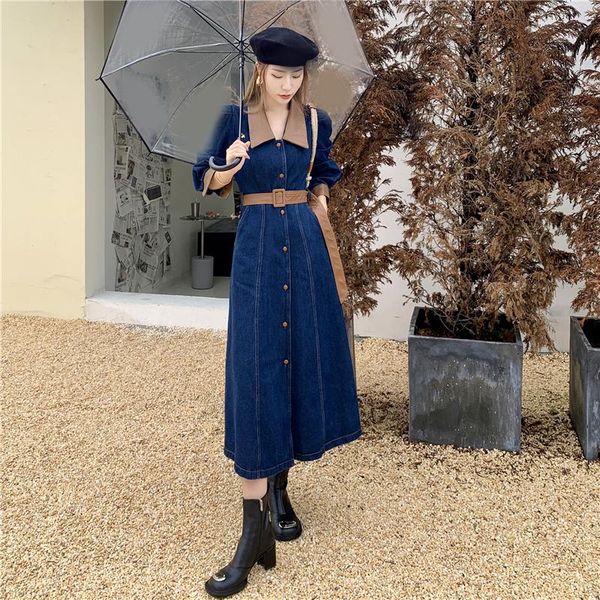 casual dresses vintage jeans dress women autumn retro long sleeves belt leather patchwork denim high street style fashion, Black;gray
casual dresses vintage jeans dress women autumn retro long sleeves belt leather patchwork denim high street style fashion, Black;gray
