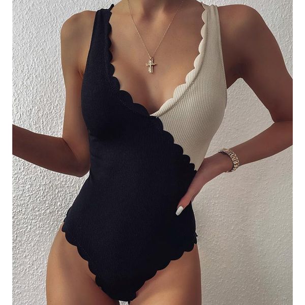 one-piece suits women swimwear 2021 scalloped splicing high cut one piece swimsuit female ribbed wave edge bathing suit beach wear monokini
one-piece suits women swimwear 2021 scalloped splicing high cut one piece swimsuit female ribbed wave edge bathing suit beach wear monokini