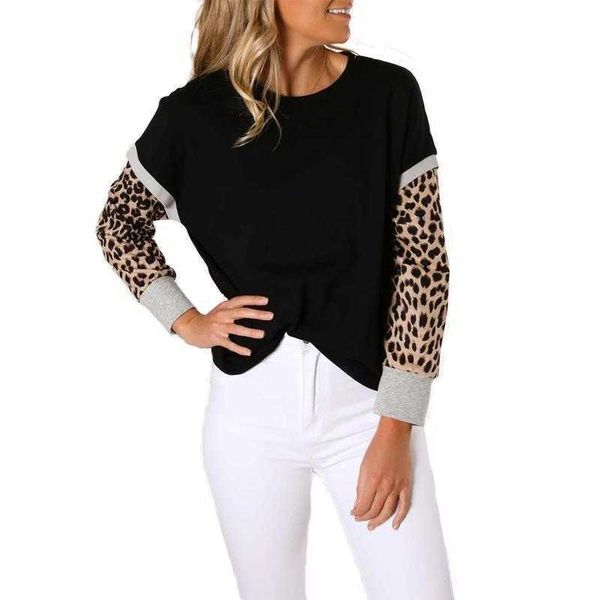 fashion hoodies 2021 spring and autumn street chaozhou leopard pattern stitching pullover round ne loose women's sweater, Black
fashion hoodies 2021 spring and autumn street chaozhou leopard pattern stitching pullover round ne loose women's sweater, Black