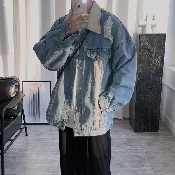 men's jackets spring cotton ripped denim fashion retro casual mens streetwear korean loose hip-hop bomber men lunt, Black;brown
men's jackets spring cotton ripped denim fashion retro casual mens streetwear korean loose hip-hop bomber men lunt, Black;brown