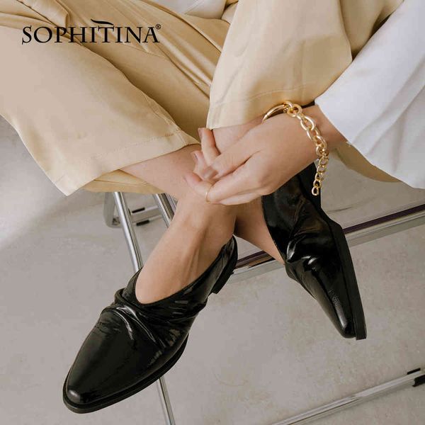 sophitina loafers flat woman genuine leather pointed toe pleated shallow low square heel solid concise style shoes po1077 210513, Black
sophitina loafers flat woman genuine leather pointed toe pleated shallow low square heel solid concise style shoes po1077 210513, Black