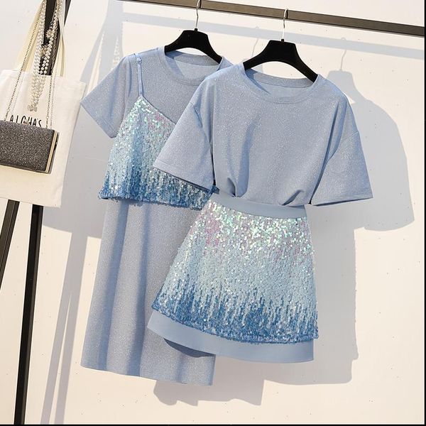 plus size womens tracksuits women clothing 2 piece set sequined t shirt and skirt spaghetti straps tank suit, Gray
plus size womens tracksuits women clothing 2 piece set sequined t shirt and skirt spaghetti straps tank suit, Gray
