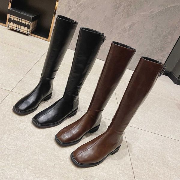 boots pure color with cotton thick heel flat round head high tube brown warm knight, Black
boots pure color with cotton thick heel flat round head high tube brown warm knight, Black