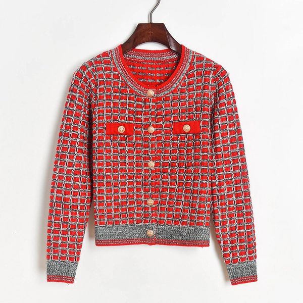 knits plaid women autumn coat ladies long sleeve round neck single breasted cardigan sweater, White
knits plaid women autumn coat ladies long sleeve round neck single breasted cardigan sweater, White