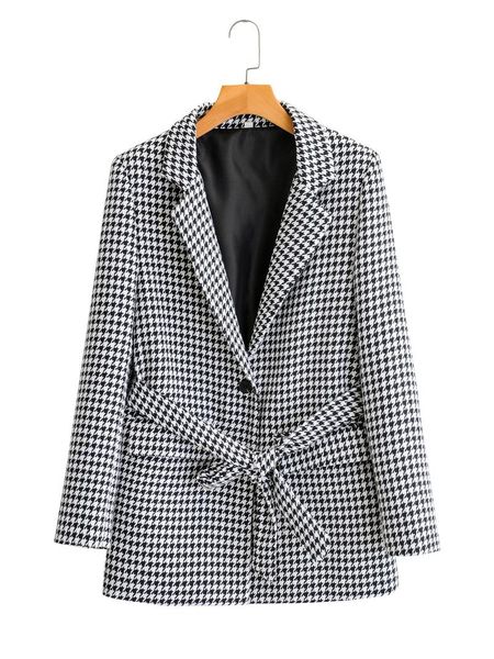 black white plaid suit jackets coats 2021 spring autumn vintage turn down collar single breasted belt slim female overcoats women's, Black;brown
black white plaid suit jackets coats 2021 spring autumn vintage turn down collar single breasted belt slim female overcoats women's, Black;brown