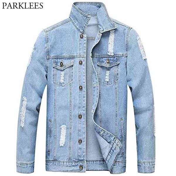 mens classic ripped denim jacket with holes casual wash cotton jeans jacket men brand turn-down collar veste en jean homme 210522, Black;brown
mens classic ripped denim jacket with holes casual wash cotton jeans jacket men brand turn-down collar veste en jean homme 210522, Black;brown