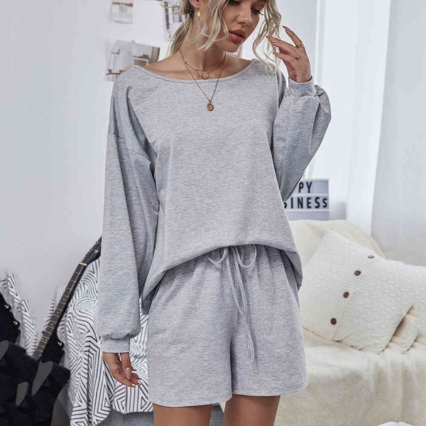 pants gray two piece set pullover sweatshirt and shorts women 2021 spring autumn full sleeve o neck ladies casual loose outfits, White
pants gray two piece set pullover sweatshirt and shorts women 2021 spring autumn full sleeve o neck ladies casual loose outfits, White