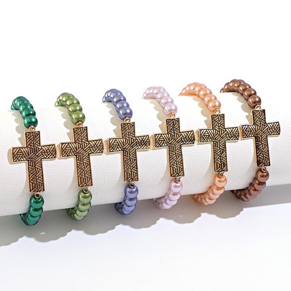 beaded, strands komi handmade multicolor glass beads imitation pearl elastic cord bracelet alloy cross printing pendant ladies jewelry gift, Black
beaded, strands komi handmade multicolor glass beads imitation pearl elastic cord bracelet alloy cross printing pendant ladies jewelry gift, Black