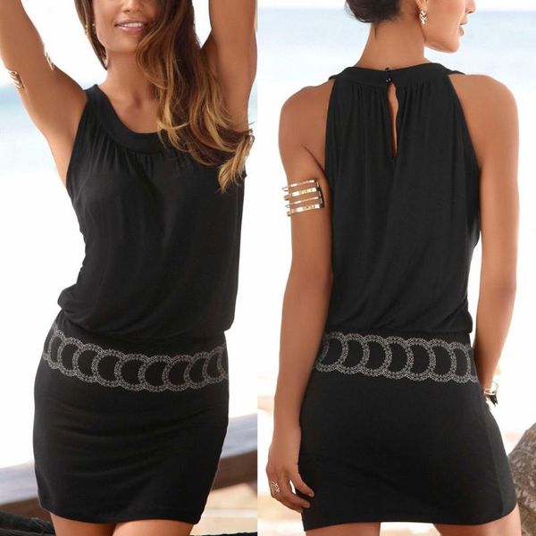 casual dresses spring summer fashion womens sleeveless printed o-neck beach bodycon tank slim fit body dress drop, Black;gray
casual dresses spring summer fashion womens sleeveless printed o-neck beach bodycon tank slim fit body dress drop, Black;gray