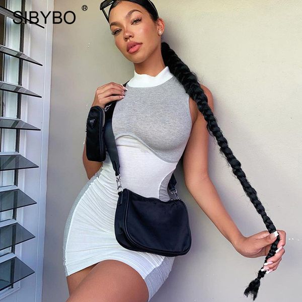 sibybo contrast patchwork bodycon dress women turtleneck sleeveless mini dress femme spring party night dress women vestido, Black;white
sibybo contrast patchwork bodycon dress women turtleneck sleeveless mini dress femme spring party night dress women vestido, Black;white