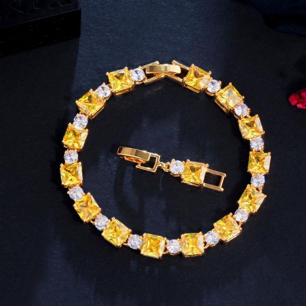 link, chain threegraces bling yellow cubic zirconia tennis bracelet for women luxury square cz crystal gold color party bangle jewelry br181, Black
link, chain threegraces bling yellow cubic zirconia tennis bracelet for women luxury square cz crystal gold color party bangle jewelry br181, Black