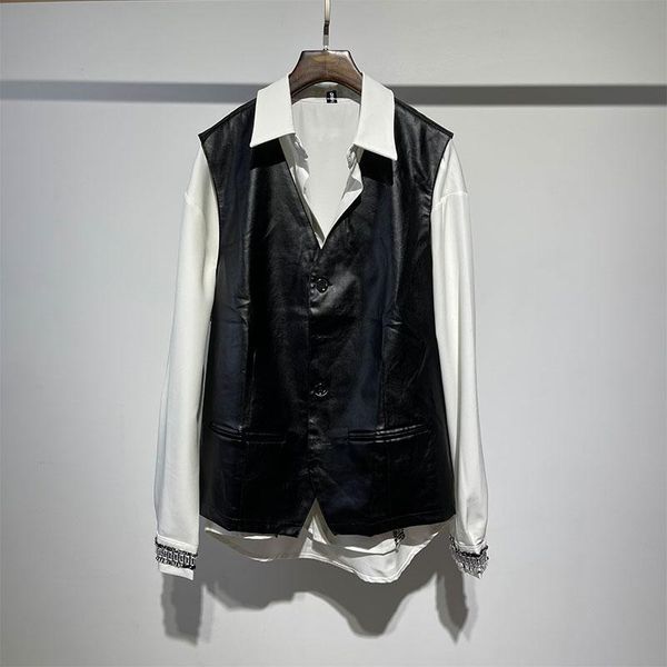 men's vests large dark department trendy fashion v-neck loose pu leather vest korean version versatile solid color designer retro card, Black;white
men's vests large dark department trendy fashion v-neck loose pu leather vest korean version versatile solid color designer retro card, Black;white