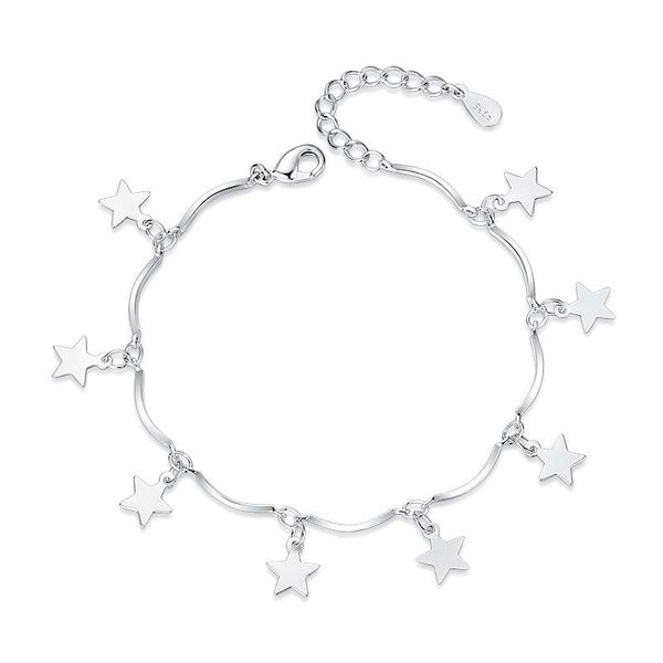 link, chain 925 sterling silver romantic lovely fashion female handmade jewelry sweet and five-pointed star bracelet, Black
link, chain 925 sterling silver romantic lovely fashion female handmade jewelry sweet and five-pointed star bracelet, Black