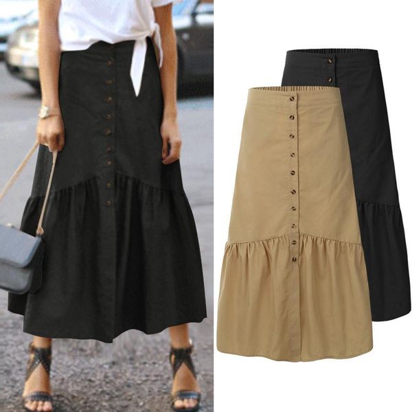 skirts plus size zanzea 2021 elegant women solid skirt button front highwaist pleated long stylish ankle length high waist, Black
skirts plus size zanzea 2021 elegant women solid skirt button front highwaist pleated long stylish ankle length high waist, Black