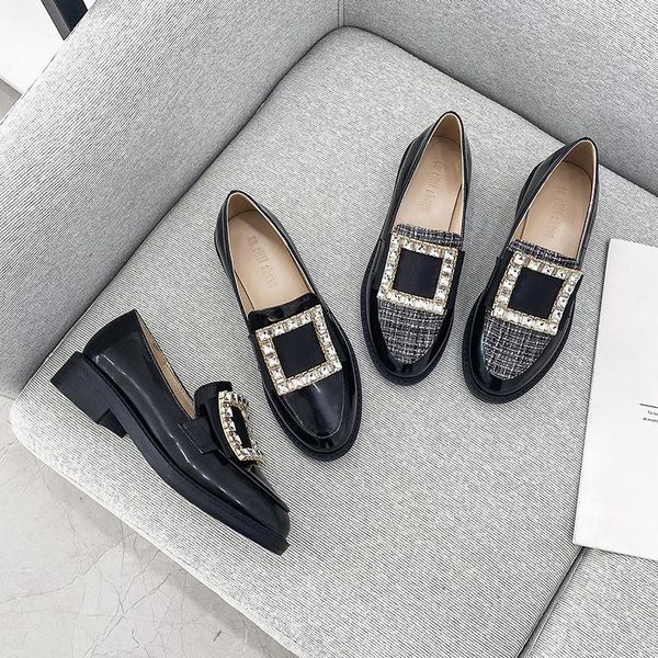 dress shoes brand oxford women crystal buckle chunky heels loafers patchwork slip on pump casual round toe designer sandalias mujer, Black
dress shoes brand oxford women crystal buckle chunky heels loafers patchwork slip on pump casual round toe designer sandalias mujer, Black