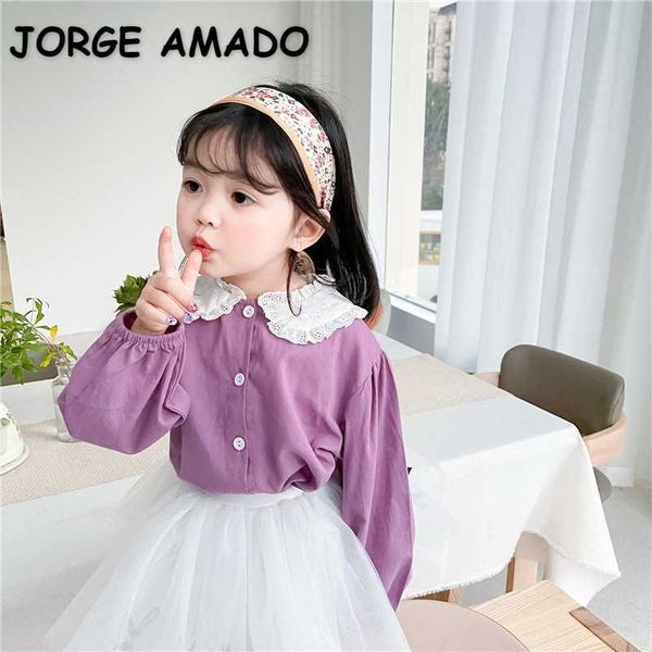spring korean style girls shirts long sleeves peter pan collar purple princess blouses children clothing e2025 210610, White;black
spring korean style girls shirts long sleeves peter pan collar purple princess blouses children clothing e2025 210610, White;black
