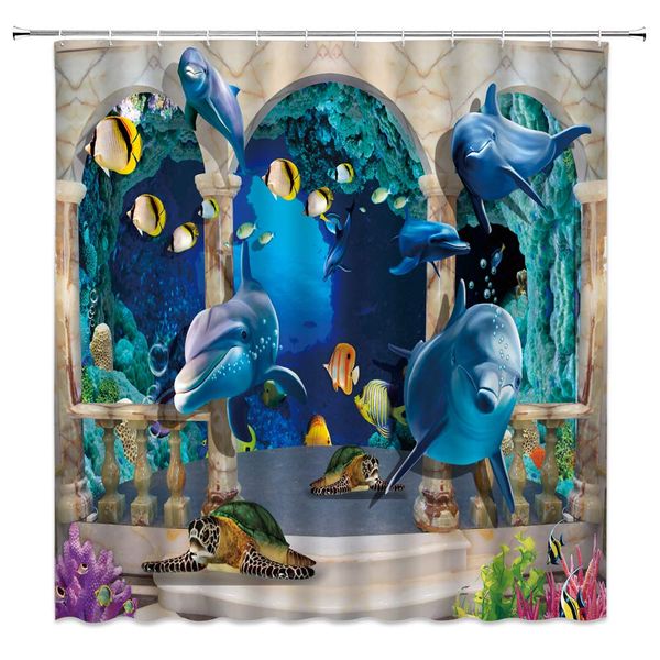 Ocean Theme Shower Curtain Seabed Fishes and Turtles Shuttle Between Scattered Brick Walls 3D Effect,70x70 Inch Polyester Fabric
Ocean Theme Shower Curtain Seabed Fishes and Turtles Shuttle Between Scattered Brick Walls 3D Effect,70x70 Inch Polyester Fabric