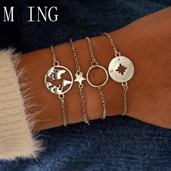 charm bracelets mling 4 pcs/set vintage compass star circle bracelet for women jewelry gifts, Golden;silver
charm bracelets mling 4 pcs/set vintage compass star circle bracelet for women jewelry gifts, Golden;silver