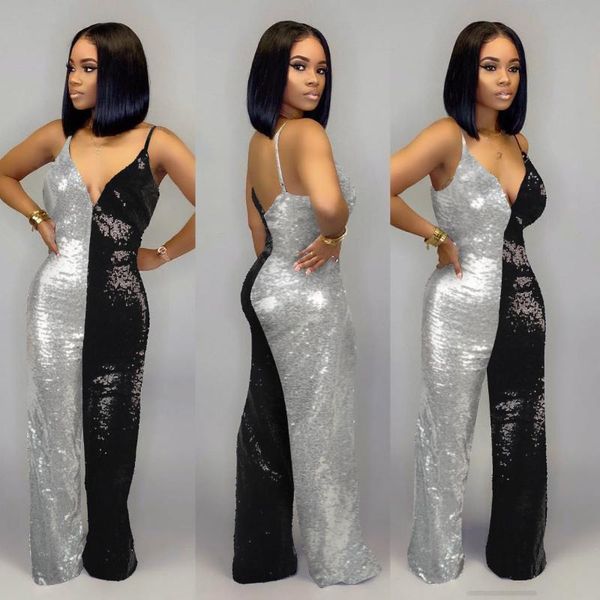 women's jumpsuits & rompers sling deep v neck dew-backed beads streetwear for women 2021 long pants, Black;white
women's jumpsuits & rompers sling deep v neck dew-backed beads streetwear for women 2021 long pants, Black;white