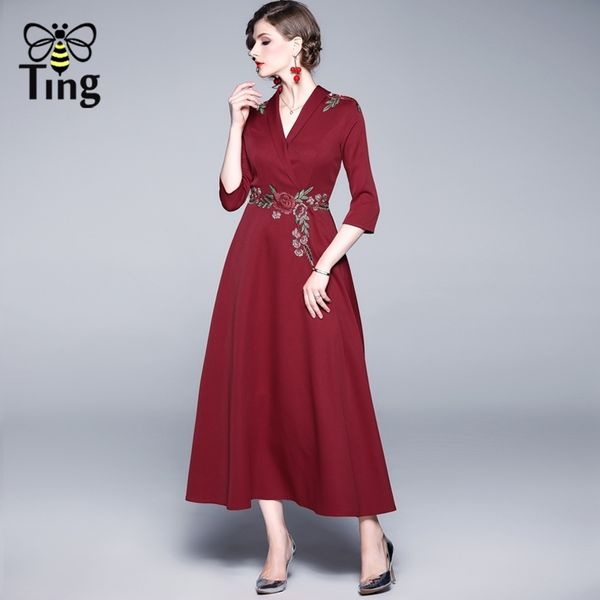 designer vintage elegant flower embroidery party dresses women lady office work dress tea length vestidos plus 210513, Black;gray
designer vintage elegant flower embroidery party dresses women lady office work dress tea length vestidos plus 210513, Black;gray