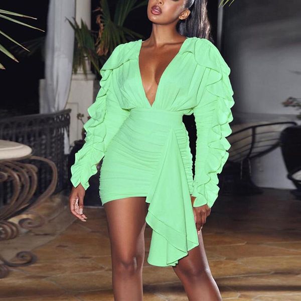 casual dresses y-l solid color ruffled long sleeved mini bodycon women autumn deep v-neck slim streetwear dress 2021, Black;gray
casual dresses y-l solid color ruffled long sleeved mini bodycon women autumn deep v-neck slim streetwear dress 2021, Black;gray