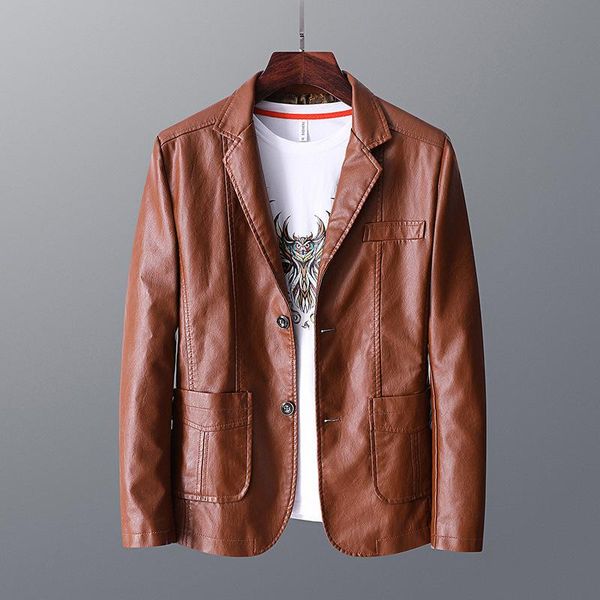 men's leather & faux jacket men autumn and winter thin section lapel suit korean version slim casual petite suits fashion plush coat, Black
men's leather & faux jacket men autumn and winter thin section lapel suit korean version slim casual petite suits fashion plush coat, Black