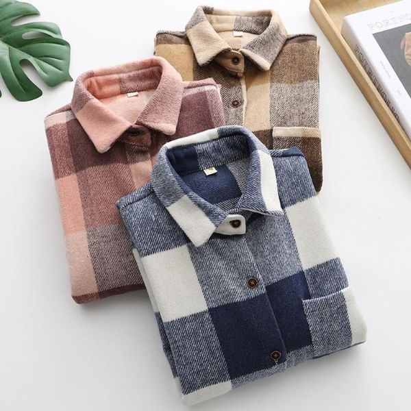 woolen plaid shirts womens blouses spring autumn long sleeve lady loose checked female clothing outwear coat 2021 women's &, White
woolen plaid shirts womens blouses spring autumn long sleeve lady loose checked female clothing outwear coat 2021 women's &, White