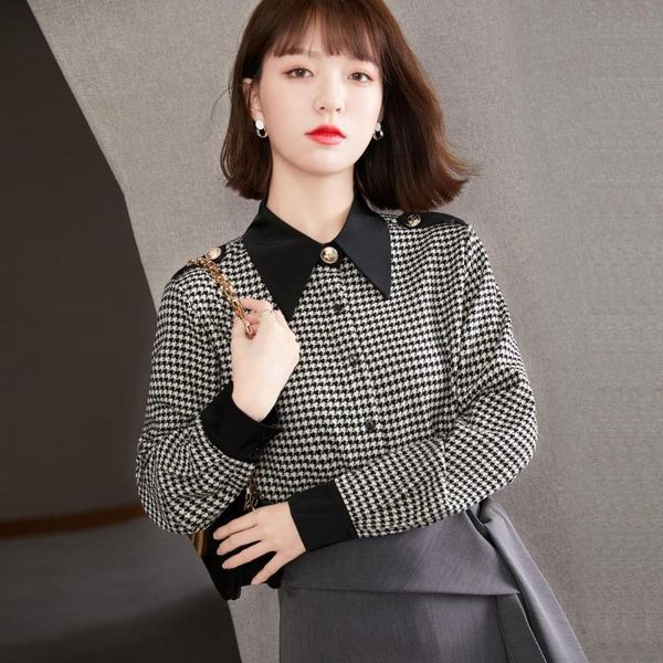 fashion grid children's shirt spring 2021 women's office long-sleeved all-match blouse blouses & shirts, White
fashion grid children's shirt spring 2021 women's office long-sleeved all-match blouse blouses & shirts, White