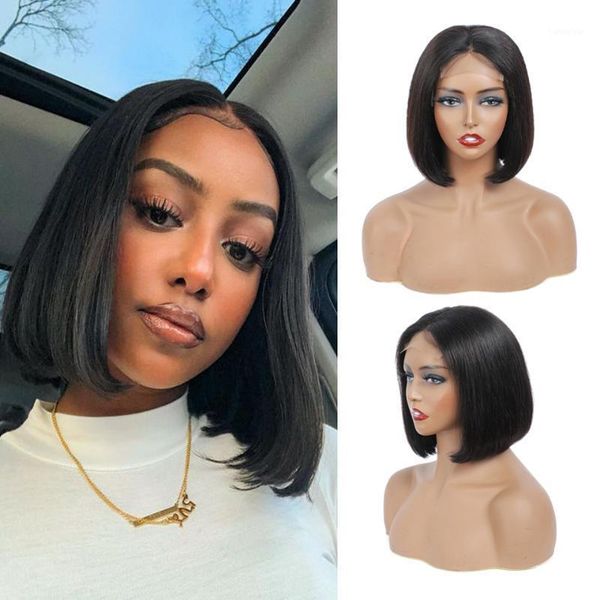 4x4 bob lace closure wig straight human hair for black women front wigs blunt cut wig1, Black;brown
4x4 bob lace closure wig straight human hair for black women front wigs blunt cut wig1, Black;brown