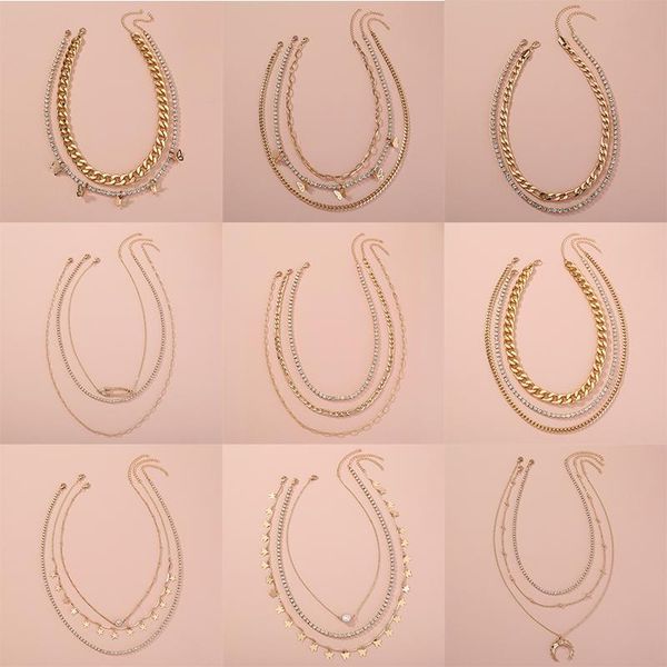 chains necklace pattern multilayer necklaces for women pendant beads party fashion gift, Silver
chains necklace pattern multilayer necklaces for women pendant beads party fashion gift, Silver