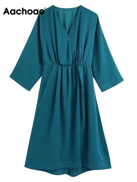 casual dresses aachoae women elegant solid color midi chic v neck three quarter sleeve a line female loose dress, Black;gray
casual dresses aachoae women elegant solid color midi chic v neck three quarter sleeve a line female loose dress, Black;gray