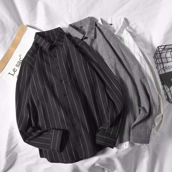 men's casual shirts shirtautumn men's striped long sleeve korean fashion handsome loose casual couple inch shirt coat g2ou, White;black
men's casual shirts shirtautumn men's striped long sleeve korean fashion handsome loose casual couple inch shirt coat g2ou, White;black
