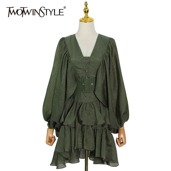 green patchwork ruffle dress for women v neck lantern long sleeve high waist mini dresses female spring fashion 210520, Black;gray
green patchwork ruffle dress for women v neck lantern long sleeve high waist mini dresses female spring fashion 210520, Black;gray